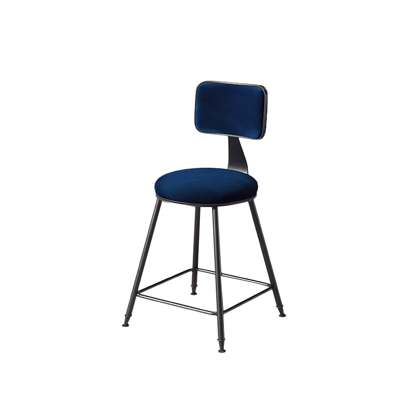 Contemporary Style Barstool Round Low Back Bar Stool with Black Frame Blue 1 Piece Short Stool(18"H) Clearhalo 'Bar Furniture' 'Bar Stools' 'bar_stools' 'furn' 'furn_bar_stools' 'Furniture' 'Kitchen & Dining Furniture' 6394967