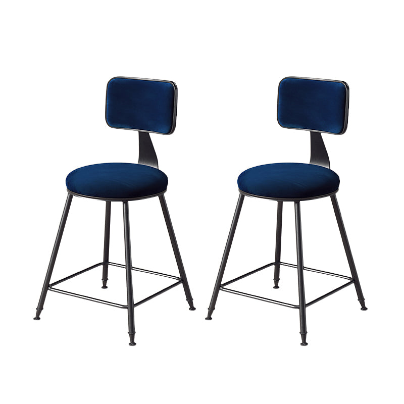 Contemporary Style Barstool Round Low Back Bar Stool with Black Frame Blue 2 Piece Set Short Stool(18"H) Clearhalo 'Bar Furniture' 'Bar Stools' 'bar_stools' 'furn' 'furn_bar_stools' 'Furniture' 'Kitchen & Dining Furniture' 6394968