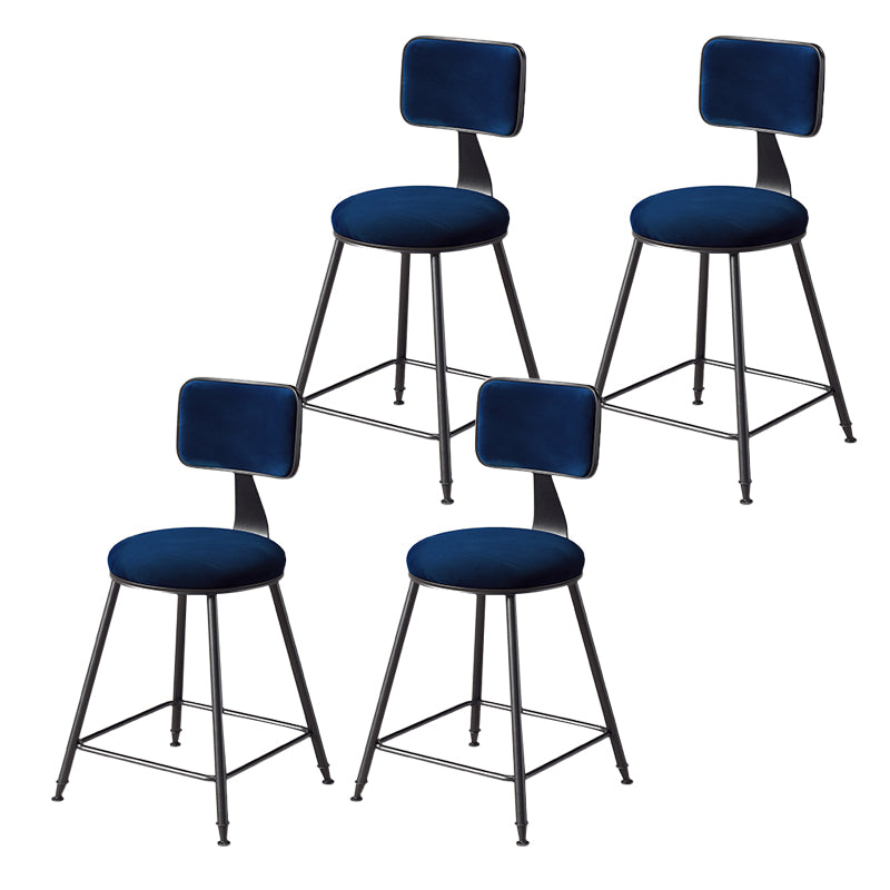 Contemporary Style Barstool Round Low Back Bar Stool with Black Frame Blue 4 Piece Set Short Stool(18"H) Clearhalo 'Bar Furniture' 'Bar Stools' 'bar_stools' 'furn' 'furn_bar_stools' 'Furniture' 'Kitchen & Dining Furniture' 6394969