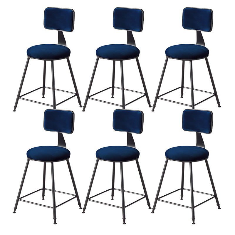 Contemporary Style Barstool Round Low Back Bar Stool with Black Frame Blue 6 Piece Set Short Stool(18"H) Clearhalo 'Bar Furniture' 'Bar Stools' 'bar_stools' 'furn' 'furn_bar_stools' 'Furniture' 'Kitchen & Dining Furniture' 6394970