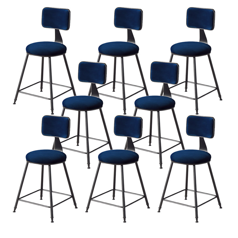 Contemporary Style Barstool Round Low Back Bar Stool with Black Frame Blue 8 Piece Set Short Stool(18"H) Clearhalo 'Bar Furniture' 'Bar Stools' 'bar_stools' 'furn' 'furn_bar_stools' 'Furniture' 'Kitchen & Dining Furniture' 6394971