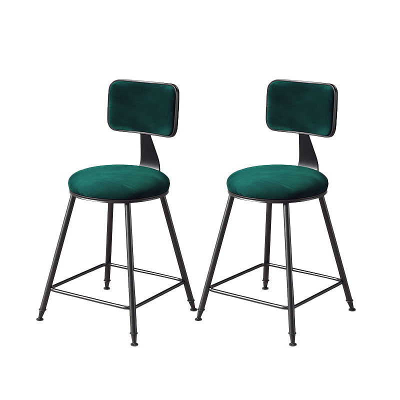 Contemporary Style Barstool Round Low Back Bar Stool with Black Frame Green 2 Piece Set Short Stool(18"H) Clearhalo 'Bar Furniture' 'Bar Stools' 'bar_stools' 'furn' 'furn_bar_stools' 'Furniture' 'Kitchen & Dining Furniture' 6394973
