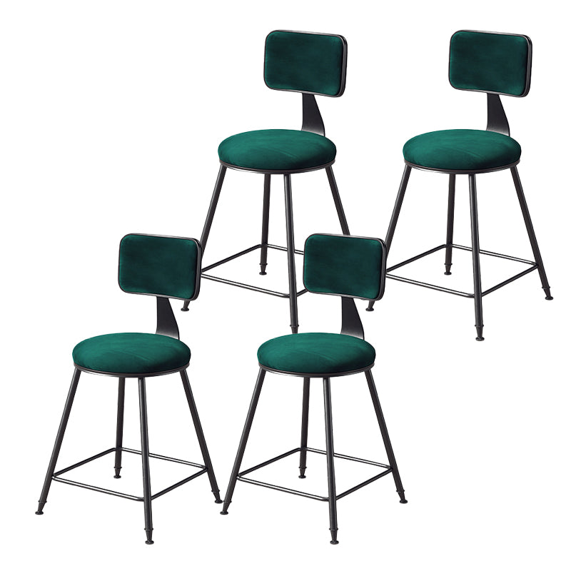Contemporary Style Barstool Round Low Back Bar Stool with Black Frame Green 4 Piece Set Short Stool(18"H) Clearhalo 'Bar Furniture' 'Bar Stools' 'bar_stools' 'furn' 'furn_bar_stools' 'Furniture' 'Kitchen & Dining Furniture' 6394974