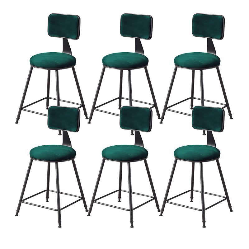 Contemporary Style Barstool Round Low Back Bar Stool with Black Frame Green 6 Piece Set Short Stool(18"H) Clearhalo 'Bar Furniture' 'Bar Stools' 'bar_stools' 'furn' 'furn_bar_stools' 'Furniture' 'Kitchen & Dining Furniture' 6394975