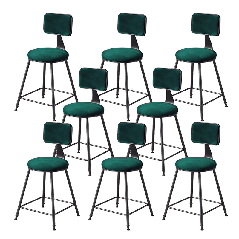 Contemporary Style Barstool Round Low Back Bar Stool with Black Frame Green 8 Piece Set Short Stool(18"H) Clearhalo 'Bar Furniture' 'Bar Stools' 'bar_stools' 'furn' 'furn_bar_stools' 'Furniture' 'Kitchen & Dining Furniture' 6394976