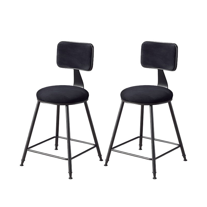 Contemporary Style Barstool Round Low Back Bar Stool with Black Frame Black 2 Piece Set Short Stool(18"H) Clearhalo 'Bar Furniture' 'Bar Stools' 'bar_stools' 'furn' 'furn_bar_stools' 'Furniture' 'Kitchen & Dining Furniture' 6394978