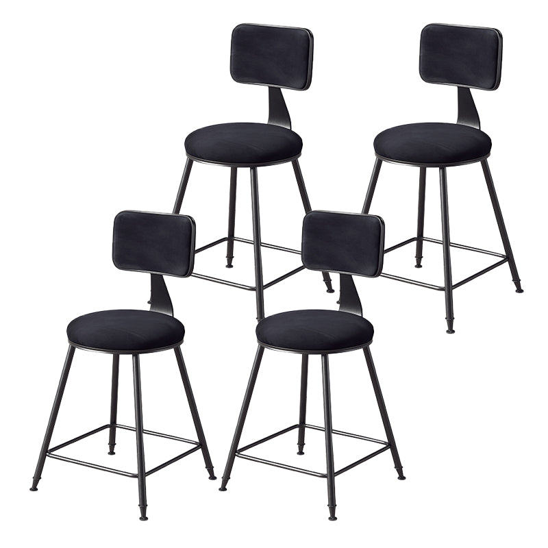 Contemporary Style Barstool Round Low Back Bar Stool with Black Frame Black 4 Piece Set Short Stool(18"H) Clearhalo 'Bar Furniture' 'Bar Stools' 'bar_stools' 'furn' 'furn_bar_stools' 'Furniture' 'Kitchen & Dining Furniture' 6394979