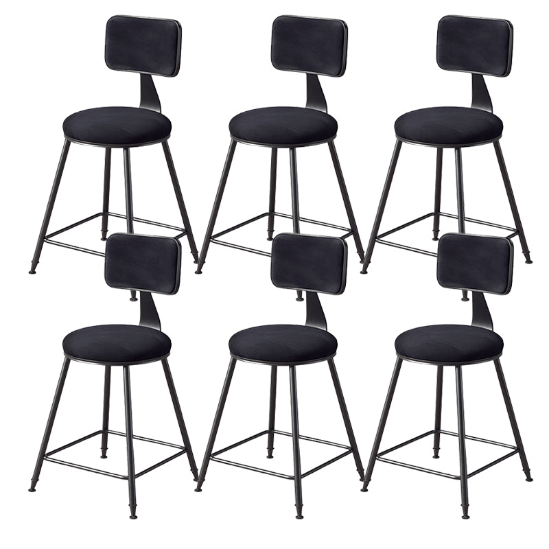 Contemporary Style Barstool Round Low Back Bar Stool with Black Frame Black 6 Piece Set Short Stool(18"H) Clearhalo 'Bar Furniture' 'Bar Stools' 'bar_stools' 'furn' 'furn_bar_stools' 'Furniture' 'Kitchen & Dining Furniture' 6394980