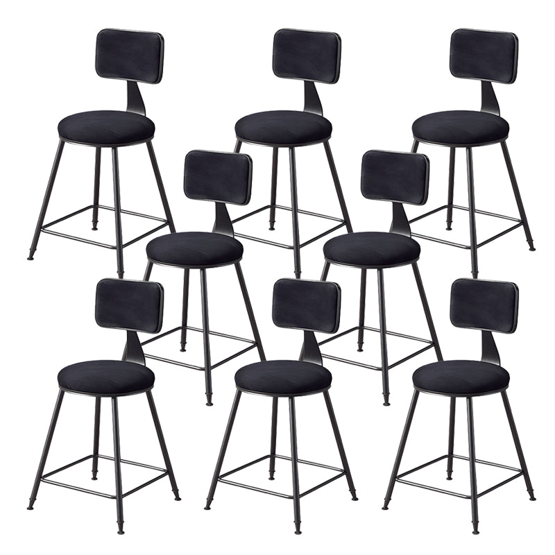 Contemporary Style Barstool Round Low Back Bar Stool with Black Frame Black 8 Piece Set Short Stool(18"H) Clearhalo 'Bar Furniture' 'Bar Stools' 'bar_stools' 'furn' 'furn_bar_stools' 'Furniture' 'Kitchen & Dining Furniture' 6394981