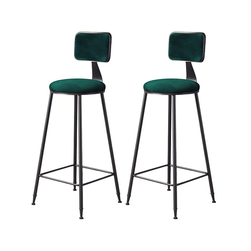 Contemporary Style Barstool Round Low Back Bar Stool with Black Frame Green 2 Piece Set Counter Stool(26"H) Clearhalo 'Bar Furniture' 'Bar Stools' 'bar_stools' 'furn' 'furn_bar_stools' 'Furniture' 'Kitchen & Dining Furniture' 6394983
