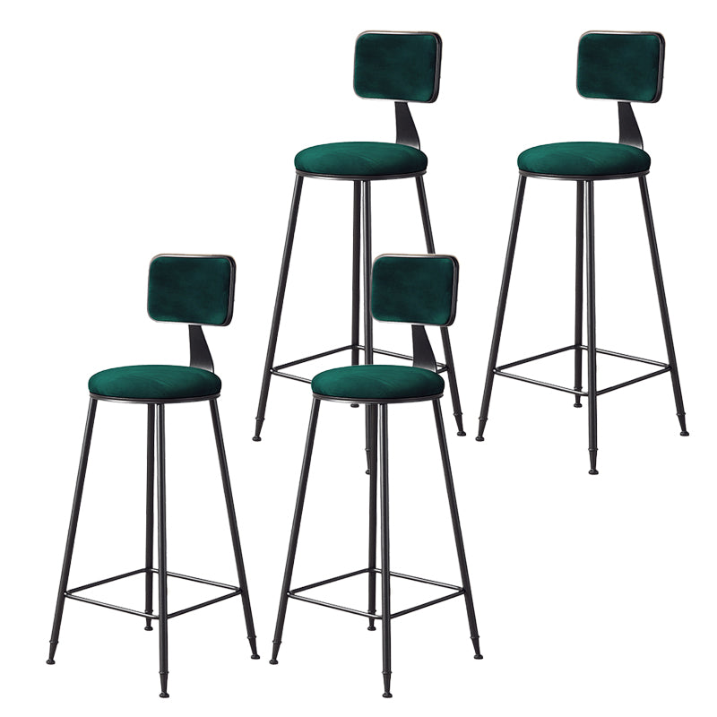 Contemporary Style Barstool Round Low Back Bar Stool with Black Frame Green 4 Piece Set Bar Stool(30"H) Clearhalo 'Bar Furniture' 'Bar Stools' 'bar_stools' 'furn' 'furn_bar_stools' 'Furniture' 'Kitchen & Dining Furniture' 6394989