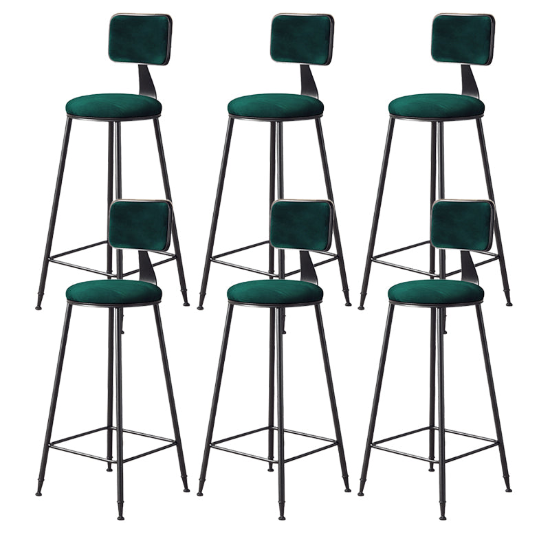 Contemporary Style Barstool Round Low Back Bar Stool with Black Frame Green 6 Piece Set Bar Stool(30"H) Clearhalo 'Bar Furniture' 'Bar Stools' 'bar_stools' 'furn' 'furn_bar_stools' 'Furniture' 'Kitchen & Dining Furniture' 6394990