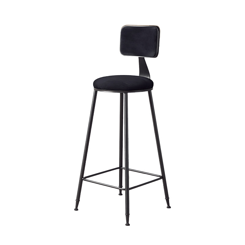Contemporary Style Barstool Round Low Back Bar Stool with Black Frame Black 1 Piece Counter Stool(26"H) Clearhalo 'Bar Furniture' 'Bar Stools' 'bar_stools' 'furn' 'furn_bar_stools' 'Furniture' 'Kitchen & Dining Furniture' 6394992