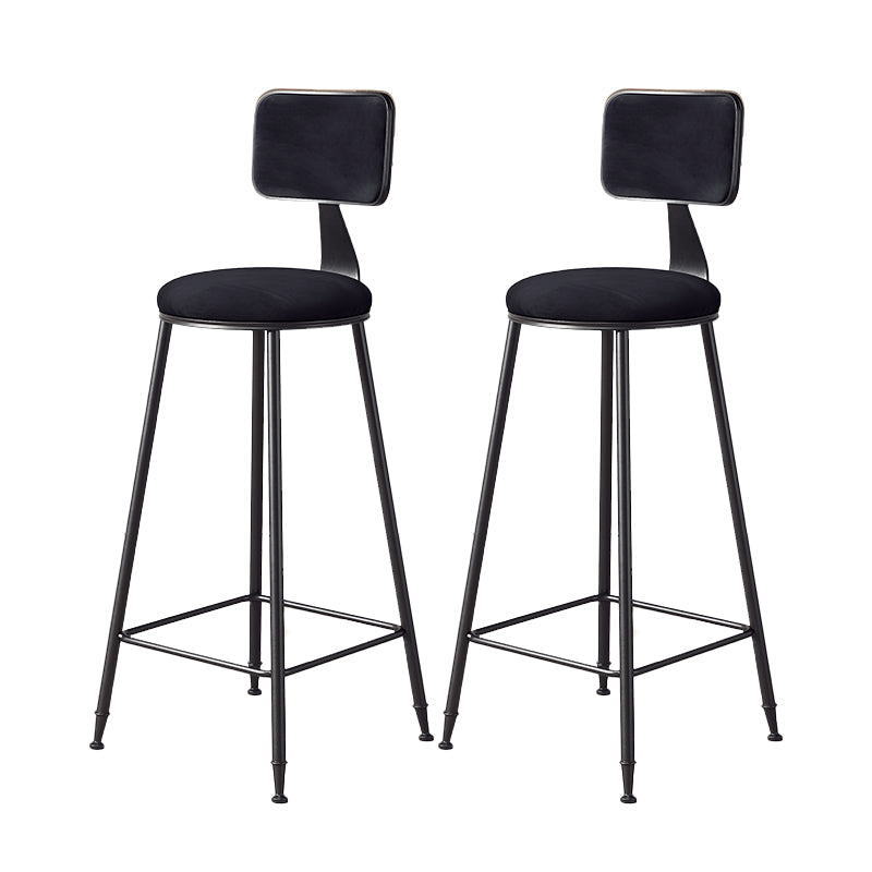 Contemporary Style Barstool Round Low Back Bar Stool with Black Frame Black 2 Piece Set Counter Stool(26"H) Clearhalo 'Bar Furniture' 'Bar Stools' 'bar_stools' 'furn' 'furn_bar_stools' 'Furniture' 'Kitchen & Dining Furniture' 6394993