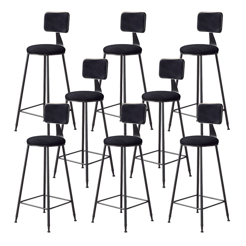 Contemporary Style Barstool Round Low Back Bar Stool with Black Frame Black 8 Piece Set Counter Stool(26"H) Clearhalo 'Bar Furniture' 'Bar Stools' 'bar_stools' 'furn' 'furn_bar_stools' 'Furniture' 'Kitchen & Dining Furniture' 6394996