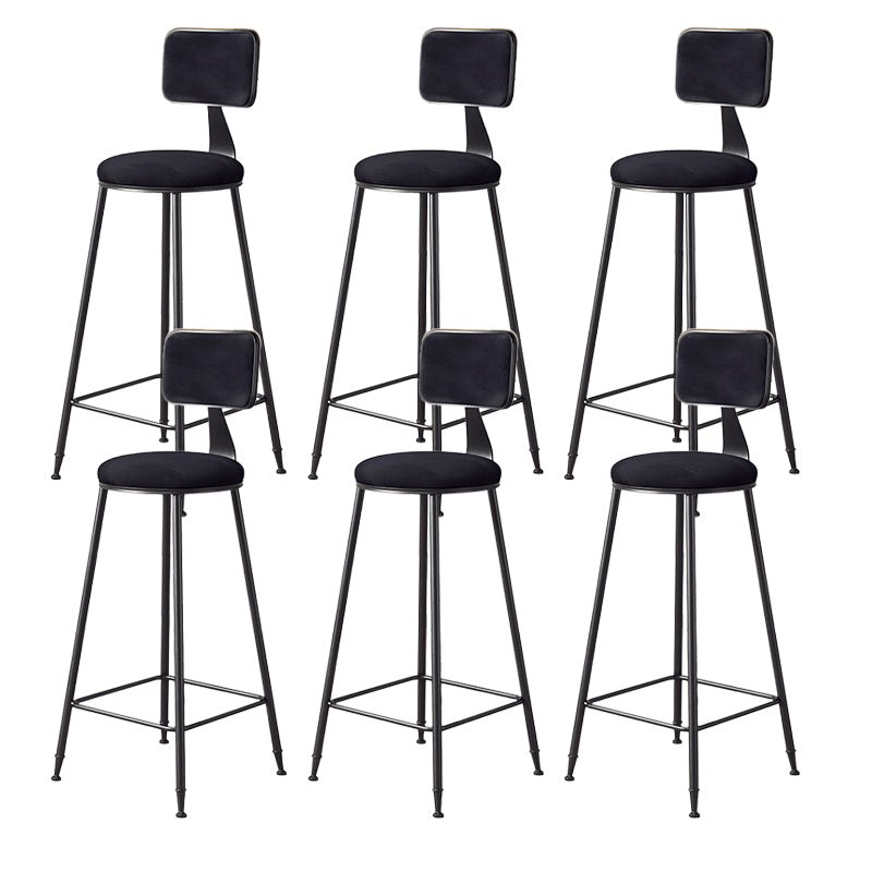 Contemporary Style Barstool Round Low Back Bar Stool with Black Frame Black 6 Piece Set Bar Stool(30"H) Clearhalo 'Bar Furniture' 'Bar Stools' 'bar_stools' 'furn' 'furn_bar_stools' 'Furniture' 'Kitchen & Dining Furniture' 6395000