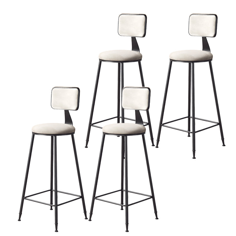 Contemporary Style Barstool Round Low Back Bar Stool with Black Frame White 4 Piece Set Counter Stool(26"H) Clearhalo 'Bar Furniture' 'Bar Stools' 'bar_stools' 'furn' 'furn_bar_stools' 'Furniture' 'Kitchen & Dining Furniture' 6395004