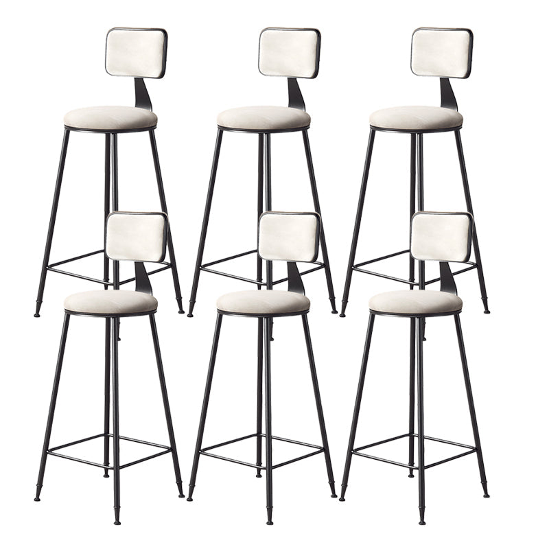 Contemporary Style Barstool Round Low Back Bar Stool with Black Frame White 6 Piece Set Counter Stool(26"H) Clearhalo 'Bar Furniture' 'Bar Stools' 'bar_stools' 'furn' 'furn_bar_stools' 'Furniture' 'Kitchen & Dining Furniture' 6395005