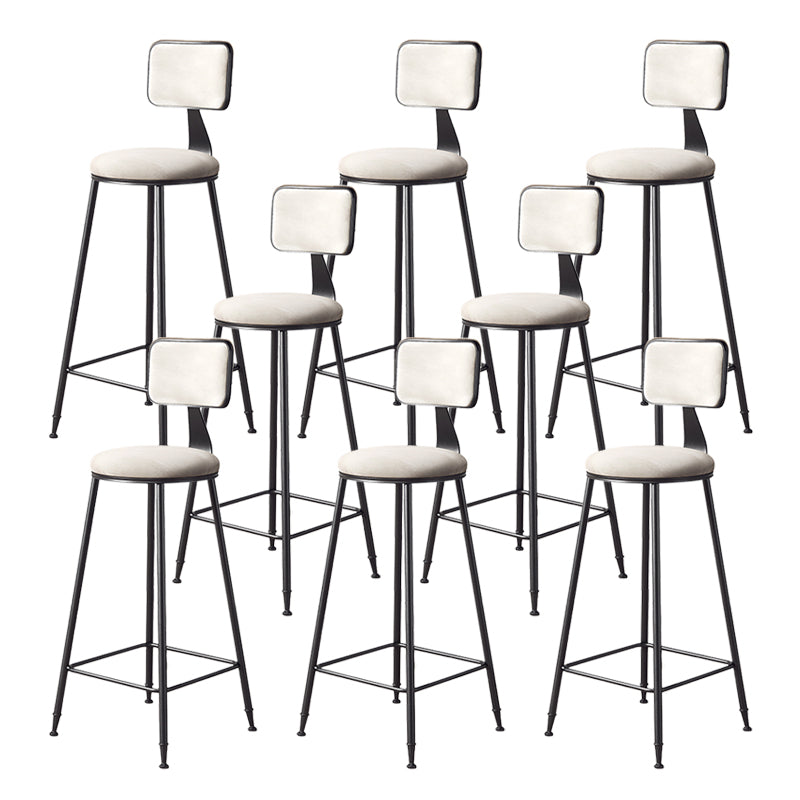 Contemporary Style Barstool Round Low Back Bar Stool with Black Frame White 8 Piece Set Bar Stool(30"H) Clearhalo 'Bar Furniture' 'Bar Stools' 'bar_stools' 'furn' 'furn_bar_stools' 'Furniture' 'Kitchen & Dining Furniture' 6395011