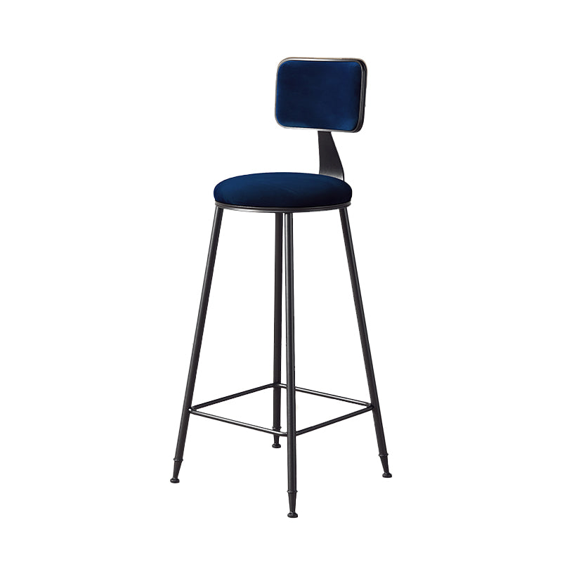 Contemporary Style Barstool Round Low Back Bar Stool with Black Frame Blue 1 Piece Counter Stool(26"H) Clearhalo 'Bar Furniture' 'Bar Stools' 'bar_stools' 'furn' 'furn_bar_stools' 'Furniture' 'Kitchen & Dining Furniture' 6395012