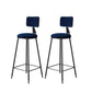 Contemporary Style Barstool Round Low Back Bar Stool with Black Frame Blue 2 Piece Set Counter Stool(26"H) Clearhalo 'Bar Furniture' 'Bar Stools' 'bar_stools' 'furn' 'furn_bar_stools' 'Furniture' 'Kitchen & Dining Furniture' 6395013