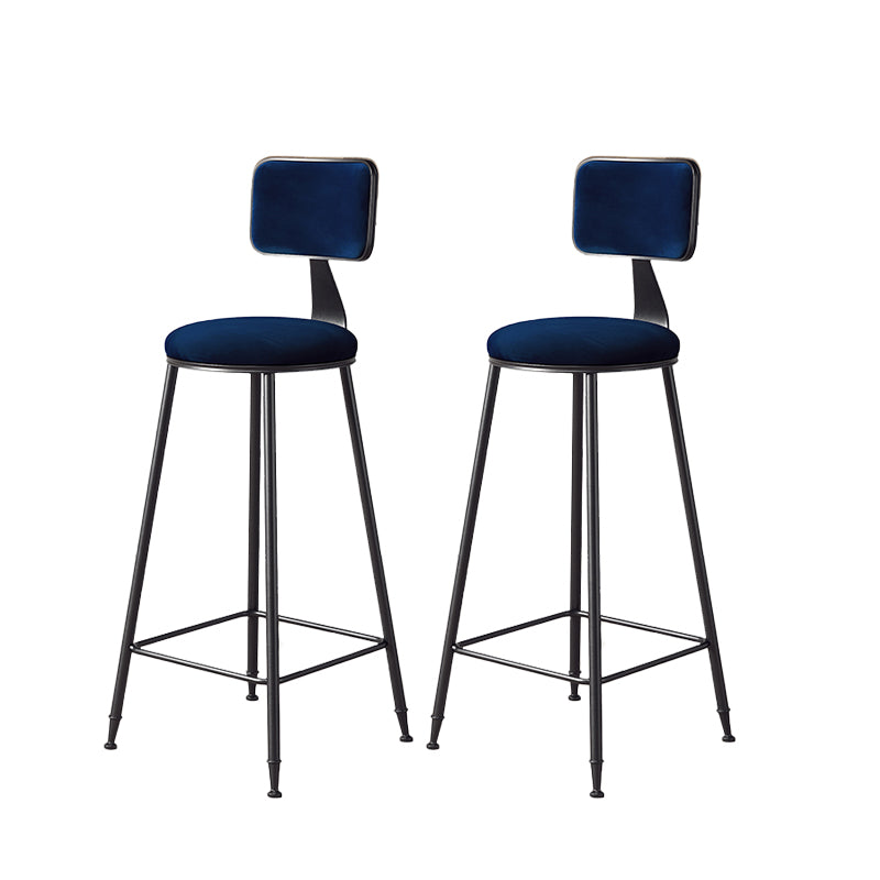 Contemporary Style Barstool Round Low Back Bar Stool with Black Frame Blue 2 Piece Set Counter Stool(26"H) Clearhalo 'Bar Furniture' 'Bar Stools' 'bar_stools' 'furn' 'furn_bar_stools' 'Furniture' 'Kitchen & Dining Furniture' 6395013