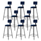 Contemporary Style Barstool Round Low Back Bar Stool with Black Frame Blue 8 Piece Set Counter Stool(26"H) Clearhalo 'Bar Furniture' 'Bar Stools' 'bar_stools' 'furn' 'furn_bar_stools' 'Furniture' 'Kitchen & Dining Furniture' 6395016
