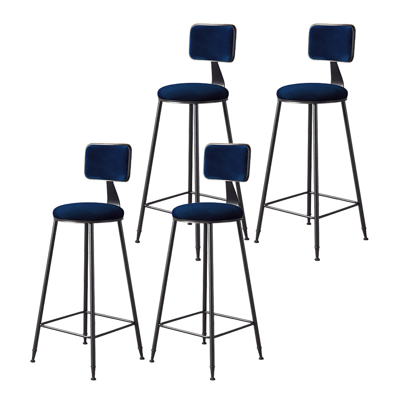 Contemporary Style Barstool Round Low Back Bar Stool with Black Frame Blue 4 Piece Set Bar Stool(30"H) Clearhalo 'Bar Furniture' 'Bar Stools' 'bar_stools' 'furn' 'furn_bar_stools' 'Furniture' 'Kitchen & Dining Furniture' 6395019
