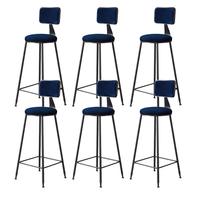 Contemporary Style Barstool Round Low Back Bar Stool with Black Frame Blue 6 Piece Set Bar Stool(30"H) Clearhalo 'Bar Furniture' 'Bar Stools' 'bar_stools' 'furn' 'furn_bar_stools' 'Furniture' 'Kitchen & Dining Furniture' 6395020