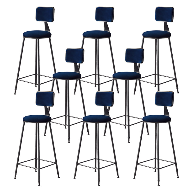 Contemporary Style Barstool Round Low Back Bar Stool with Black Frame Blue 8 Piece Set Bar Stool(30"H) Clearhalo 'Bar Furniture' 'Bar Stools' 'bar_stools' 'furn' 'furn_bar_stools' 'Furniture' 'Kitchen & Dining Furniture' 6395021