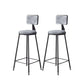Contemporary Style Barstool Round Low Back Bar Stool with Black Frame Grey 2 Piece Set Counter Stool(26"H) Clearhalo 'Bar Furniture' 'Bar Stools' 'bar_stools' 'furn' 'furn_bar_stools' 'Furniture' 'Kitchen & Dining Furniture' 6395022