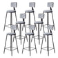 Contemporary Style Barstool Round Low Back Bar Stool with Black Frame Grey 8 Piece Set Counter Stool(26"H) Clearhalo 'Bar Furniture' 'Bar Stools' 'bar_stools' 'furn' 'furn_bar_stools' 'Furniture' 'Kitchen & Dining Furniture' 6395025