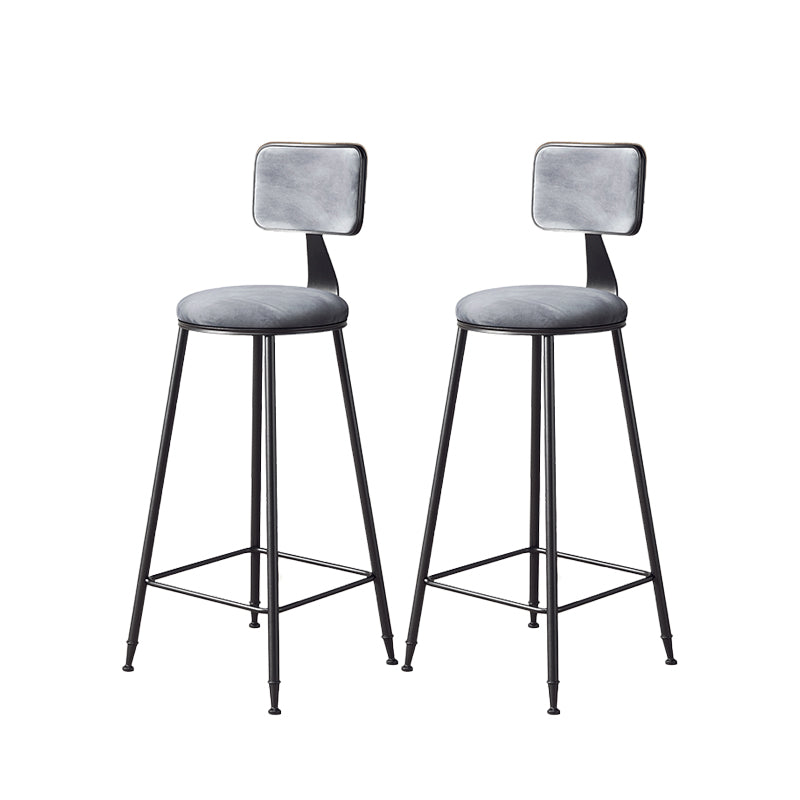 Contemporary Style Barstool Round Low Back Bar Stool with Black Frame Grey 2 Piece Set Bar Stool(30"H) Clearhalo 'Bar Furniture' 'Bar Stools' 'bar_stools' 'furn' 'furn_bar_stools' 'Furniture' 'Kitchen & Dining Furniture' 6395026