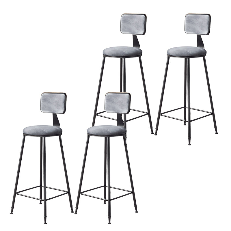 Contemporary Style Barstool Round Low Back Bar Stool with Black Frame Grey 4 Piece Set Bar Stool(30"H) Clearhalo 'Bar Furniture' 'Bar Stools' 'bar_stools' 'furn' 'furn_bar_stools' 'Furniture' 'Kitchen & Dining Furniture' 6395027