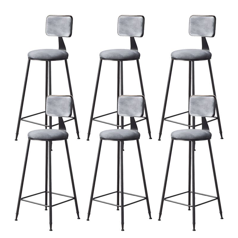 Contemporary Style Barstool Round Low Back Bar Stool with Black Frame Grey 6 Piece Set Bar Stool(30"H) Clearhalo 'Bar Furniture' 'Bar Stools' 'bar_stools' 'furn' 'furn_bar_stools' 'Furniture' 'Kitchen & Dining Furniture' 6395028