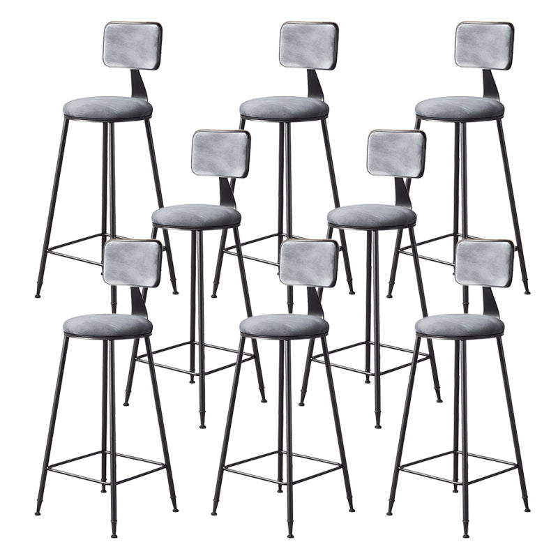 Contemporary Style Barstool Round Low Back Bar Stool with Black Frame Grey 8 Piece Set Bar Stool(30"H) Clearhalo 'Bar Furniture' 'Bar Stools' 'bar_stools' 'furn' 'furn_bar_stools' 'Furniture' 'Kitchen & Dining Furniture' 6395029