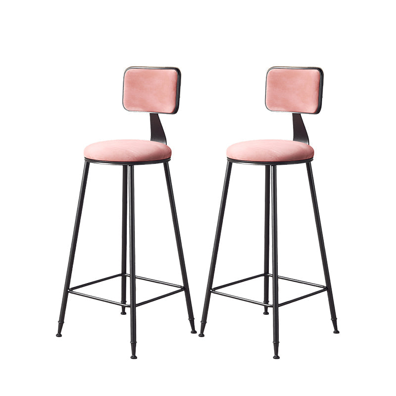 Contemporary Style Barstool Round Low Back Bar Stool with Black Frame Pink 2 Piece Set Counter Stool(26"H) Clearhalo 'Bar Furniture' 'Bar Stools' 'bar_stools' 'furn' 'furn_bar_stools' 'Furniture' 'Kitchen & Dining Furniture' 6395031
