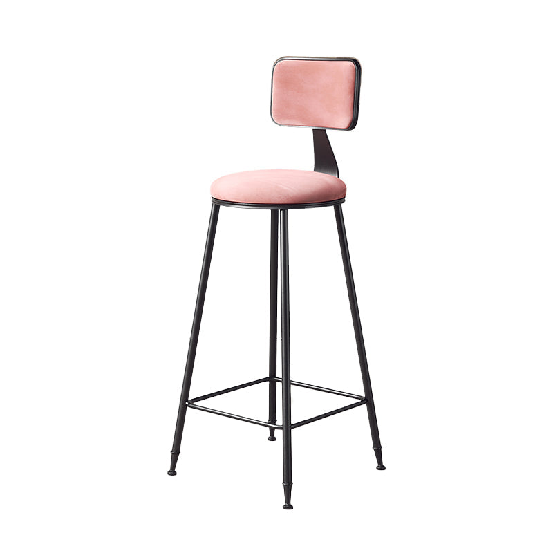 Contemporary Style Barstool Round Low Back Bar Stool with Black Frame Pink 1 Piece Bar Stool(30"H) Clearhalo 'Bar Furniture' 'Bar Stools' 'bar_stools' 'furn' 'furn_bar_stools' 'Furniture' 'Kitchen & Dining Furniture' 6395035