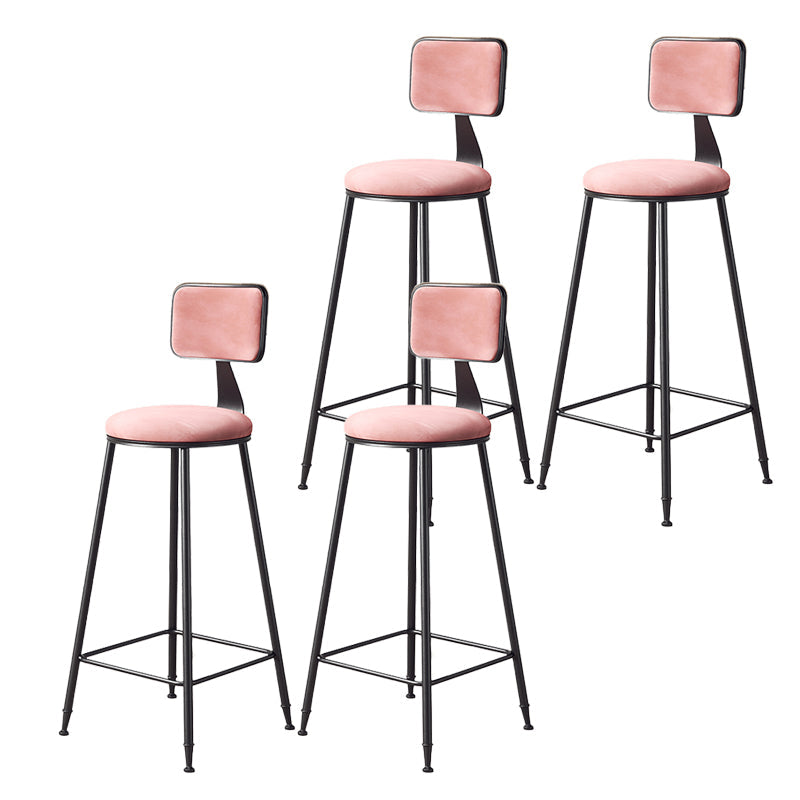 Contemporary Style Barstool Round Low Back Bar Stool with Black Frame Pink 4 Piece Set Bar Stool(30"H) Clearhalo 'Bar Furniture' 'Bar Stools' 'bar_stools' 'furn' 'furn_bar_stools' 'Furniture' 'Kitchen & Dining Furniture' 6395037