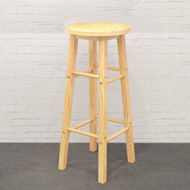 Industrial Wooden Counter Height Stools with Footrest Bar Stool Wood 1 Piece Clearhalo 'Bar Furniture' 'Bar Stools' 'bar_stools' 'furn' 'furn_bar_stools' 'Furniture' 'Kitchen & Dining Furniture' 6395127
