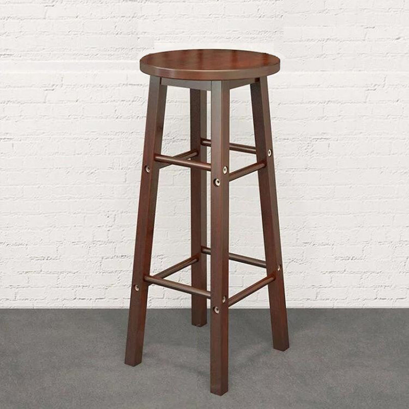 Industrial Wooden Counter Height Stools with Footrest Bar Stool Walnut 1 Piece Clearhalo 'Bar Furniture' 'Bar Stools' 'bar_stools' 'furn' 'furn_bar_stools' 'Furniture' 'Kitchen & Dining Furniture' 6395128