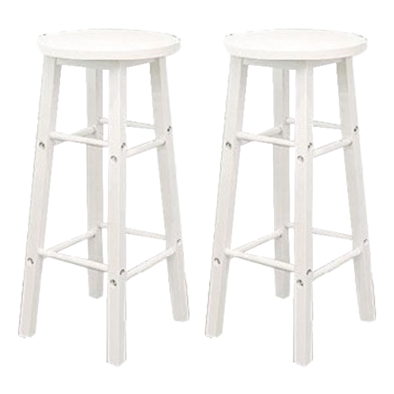 Industrial Wooden Counter Height Stools with Footrest Bar Stool White 2 Piece Set Bar Stool (28" H) Clearhalo 'Bar Furniture' 'Bar Stools' 'bar_stools' 'furn' 'furn_bar_stools' 'Furniture' 'Kitchen & Dining Furniture' 6395129