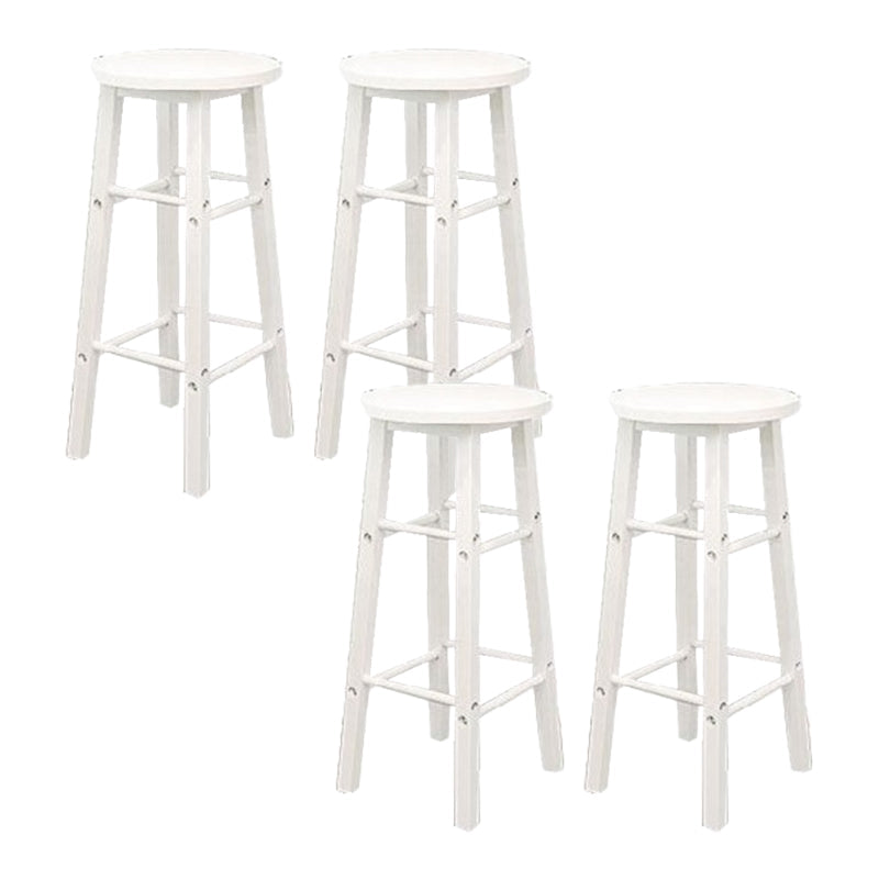 Industrial Wooden Counter Height Stools with Footrest Bar Stool White 4 Piece Set Bar Stool (28" H) Clearhalo 'Bar Furniture' 'Bar Stools' 'bar_stools' 'furn' 'furn_bar_stools' 'Furniture' 'Kitchen & Dining Furniture' 6395130