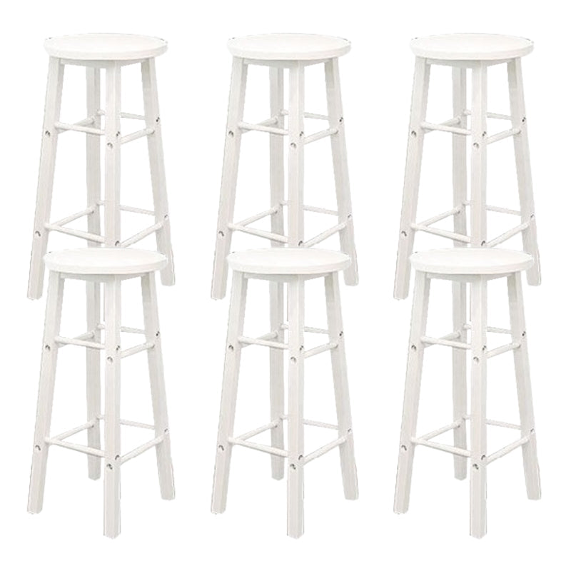 Industrial Wooden Counter Height Stools with Footrest Bar Stool White 6 Piece Set Bar Stool (28" H) Clearhalo 'Bar Furniture' 'Bar Stools' 'bar_stools' 'furn' 'furn_bar_stools' 'Furniture' 'Kitchen & Dining Furniture' 6395132