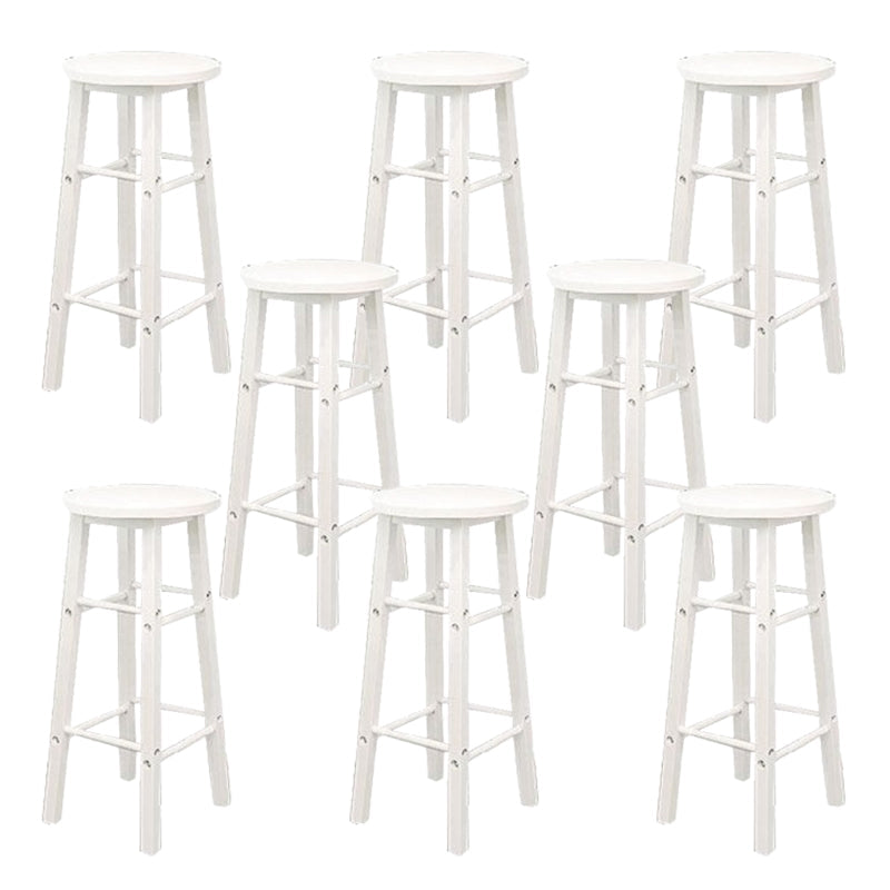Industrial Wooden Counter Height Stools with Footrest Bar Stool White 8 Piece Set Bar Stool (28" H) Clearhalo 'Bar Furniture' 'Bar Stools' 'bar_stools' 'furn' 'furn_bar_stools' 'Furniture' 'Kitchen & Dining Furniture' 6395135