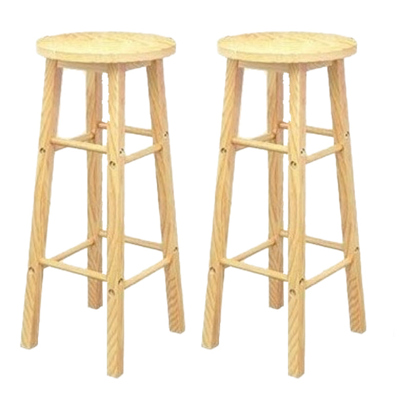 Industrial Wooden Counter Height Stools with Footrest Bar Stool Wood 2 Piece Set Bar Stool (28" H) Clearhalo 'Bar Furniture' 'Bar Stools' 'bar_stools' 'furn' 'furn_bar_stools' 'Furniture' 'Kitchen & Dining Furniture' 6395143