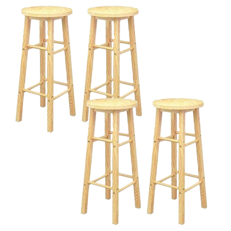 Industrial Wooden Counter Height Stools with Footrest Bar Stool Wood 4 Piece Set Bar Stool (28" H) Clearhalo 'Bar Furniture' 'Bar Stools' 'bar_stools' 'furn' 'furn_bar_stools' 'Furniture' 'Kitchen & Dining Furniture' 6395144