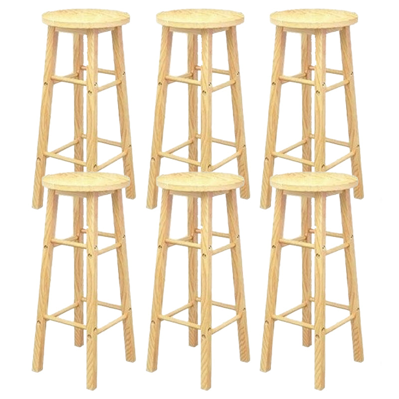 Industrial Wooden Counter Height Stools with Footrest Bar Stool Wood 6 Piece Set Bar Stool (28" H) Clearhalo 'Bar Furniture' 'Bar Stools' 'bar_stools' 'furn' 'furn_bar_stools' 'Furniture' 'Kitchen & Dining Furniture' 6395145