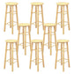 Industrial Wooden Counter Height Stools with Footrest Bar Stool Wood 8 Piece Set Bar Stool (28" H) Clearhalo 'Bar Furniture' 'Bar Stools' 'bar_stools' 'furn' 'furn_bar_stools' 'Furniture' 'Kitchen & Dining Furniture' 6395146