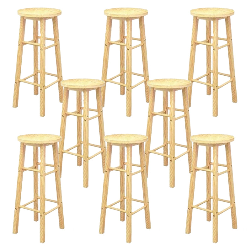 Industrial Wooden Counter Height Stools with Footrest Bar Stool Wood 8 Piece Set Bar Stool (28" H) Clearhalo 'Bar Furniture' 'Bar Stools' 'bar_stools' 'furn' 'furn_bar_stools' 'Furniture' 'Kitchen & Dining Furniture' 6395146